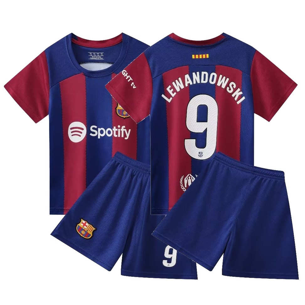 Barcelona Home Kids Football Kit No. 9