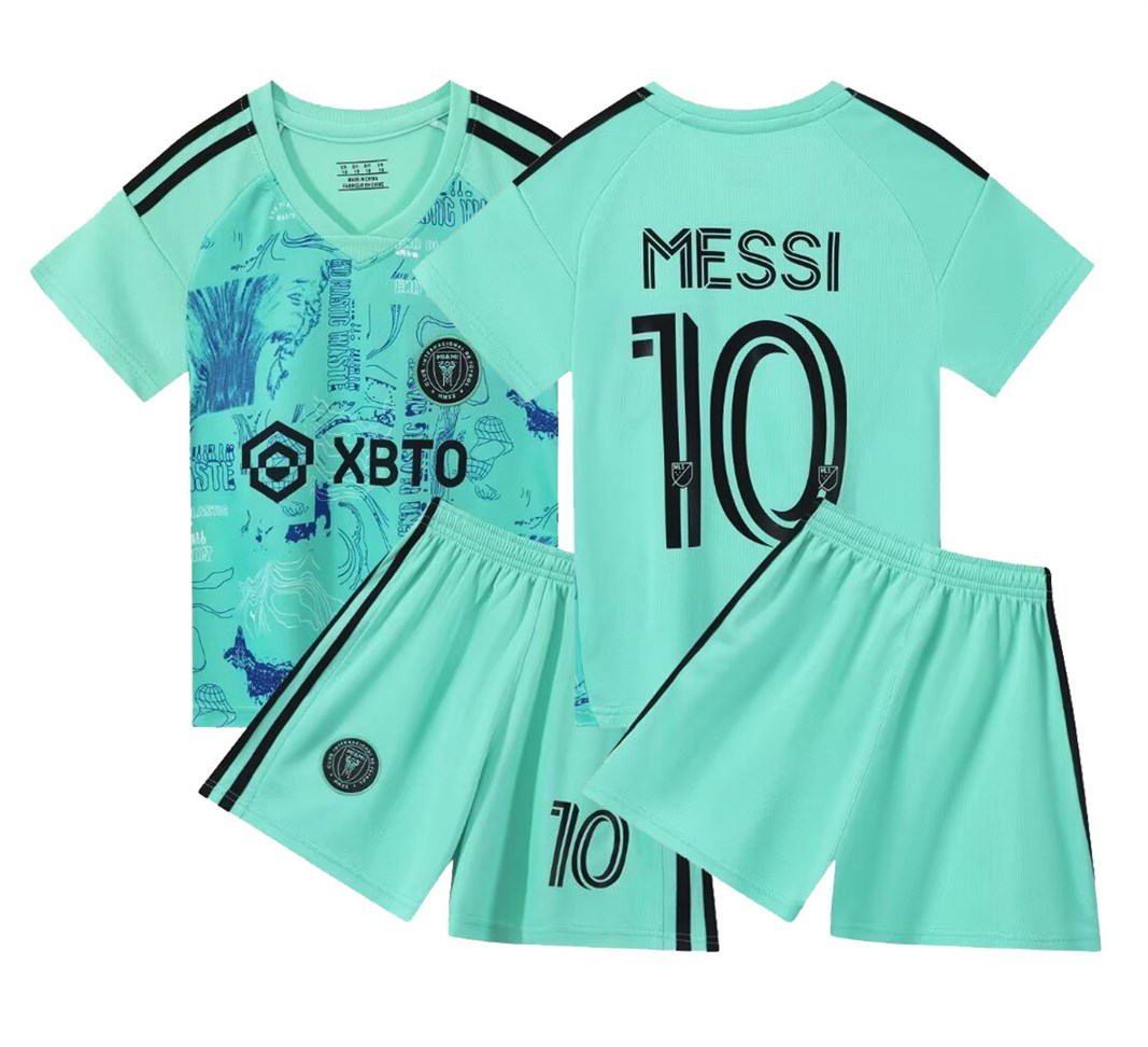 Inter Miami Green Kids Football Kit No. 10