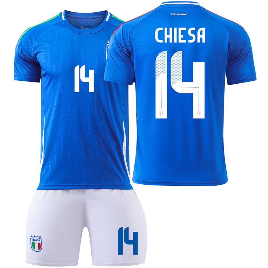 Italy Home Football Kit No. 14 Chiesa