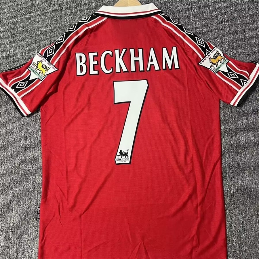 1998 Manchester United Home No.7 Beckham Retro Football Jersey
