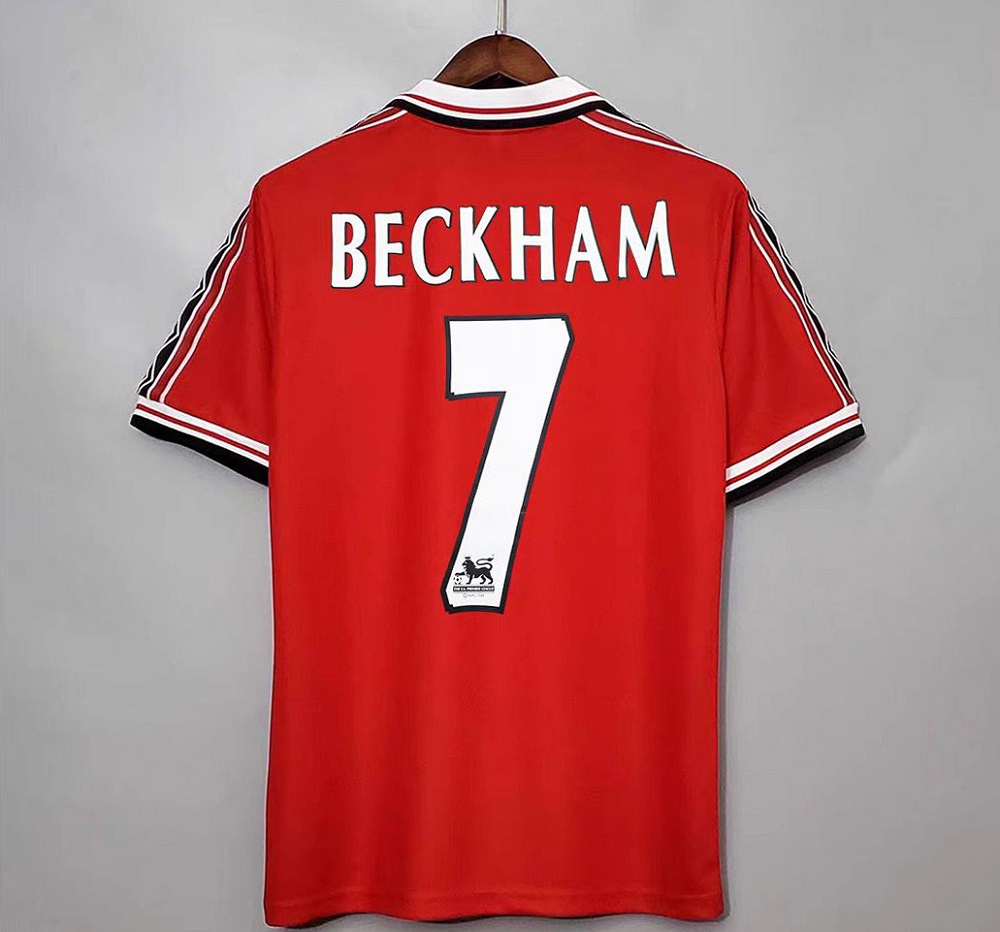 1998–1999 Manchester United Home No.7 Beckham Retro Football Jersey