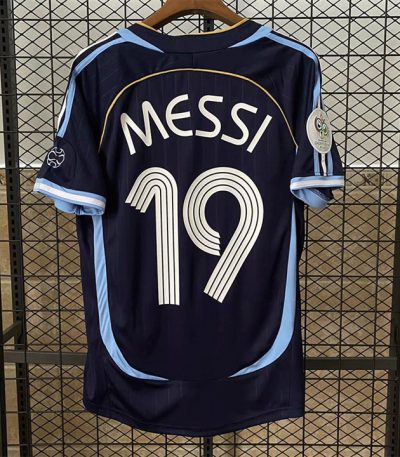 2006 Argentina Away No.19 Messi Retro Football Jersey