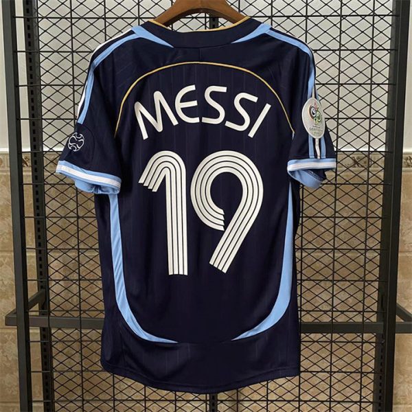 2006 Argentina Away No.19 Messi Retro Football Jersey