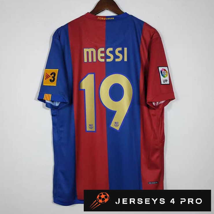 2006–2007 Barcelona Home No.19 Messi Retro Football Jersey