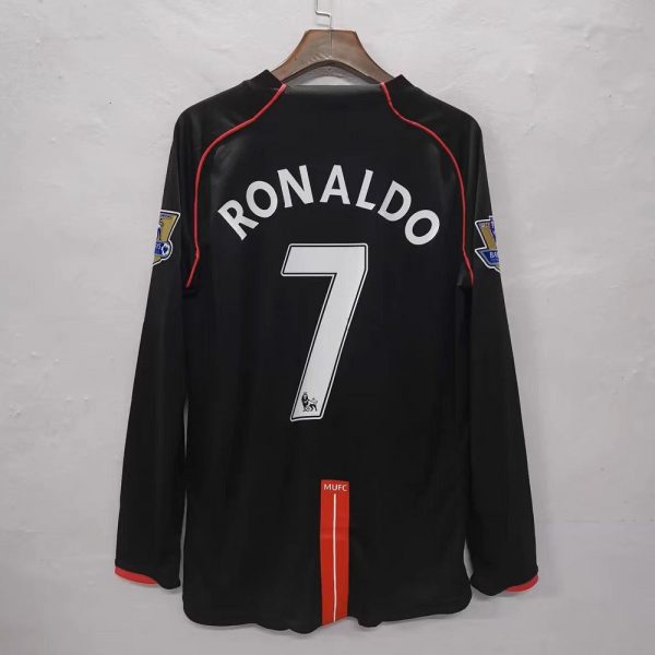 2007–2008 Manchester United Away Long Sleeve Ronaldo Retro Football Jersey