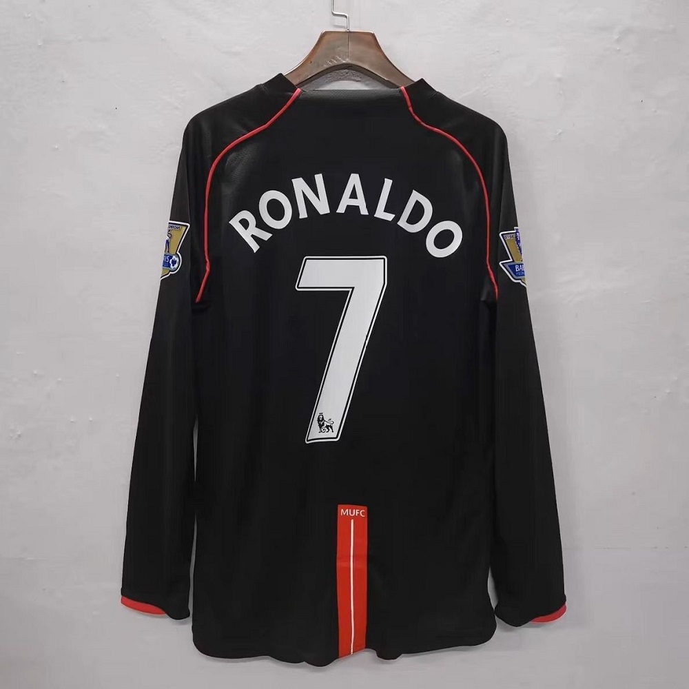 2007–2008 Manchester United Away Long Sleeve Ronaldo Retro Football Jersey