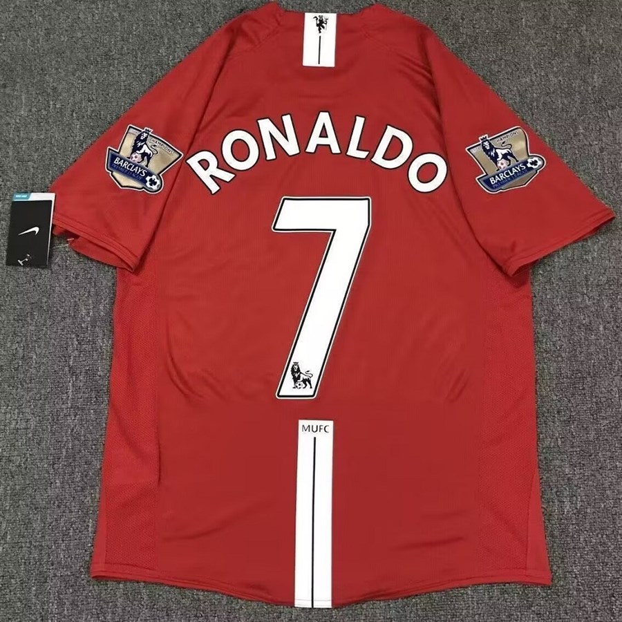 2007–2008 Manchester United Home League Ronaldo Retro Football Jersey
