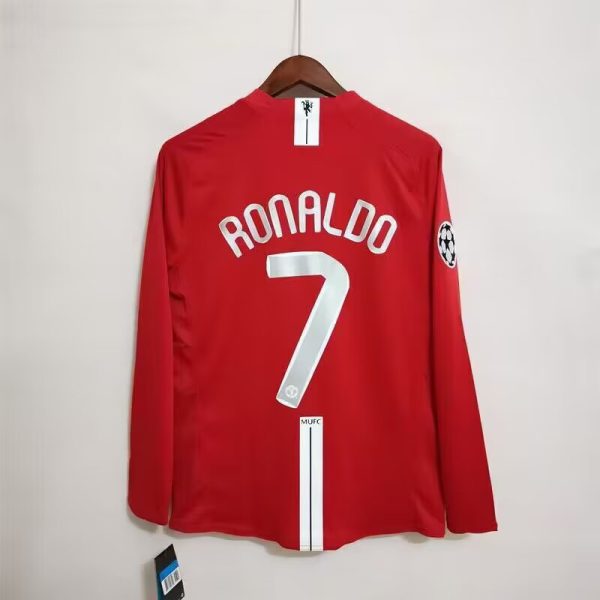 2007–2008 Manchester United Home Long Sleeve Ronaldo Retro Football Jersey