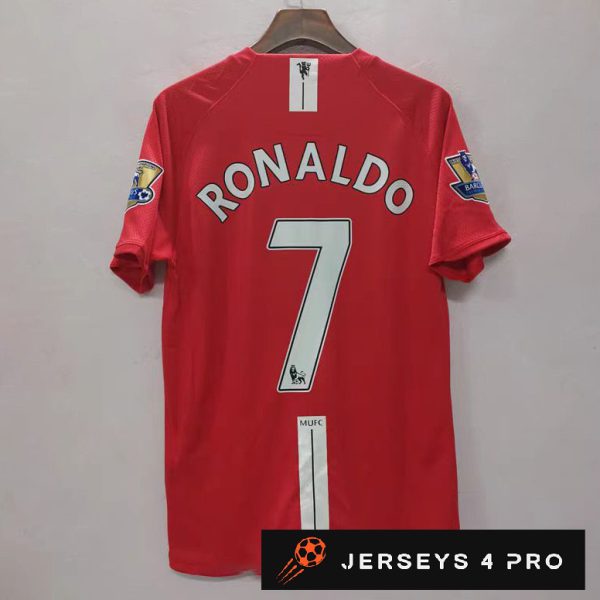 2007–2008 Manchester United Home No.7 Ronaldo Retro Football Jersey