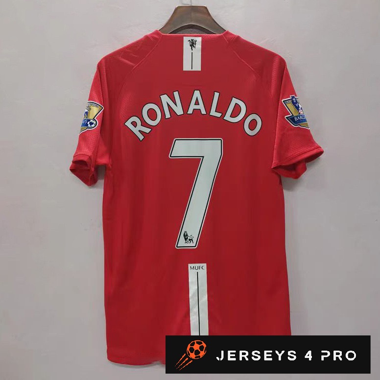 2007–2008 Manchester United Home No.7 Ronaldo Retro Football Jersey