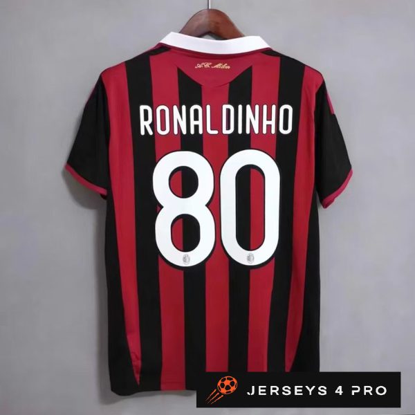 2009–2010 Ac Milan Home No.80 Dinho Retro Football Jersey