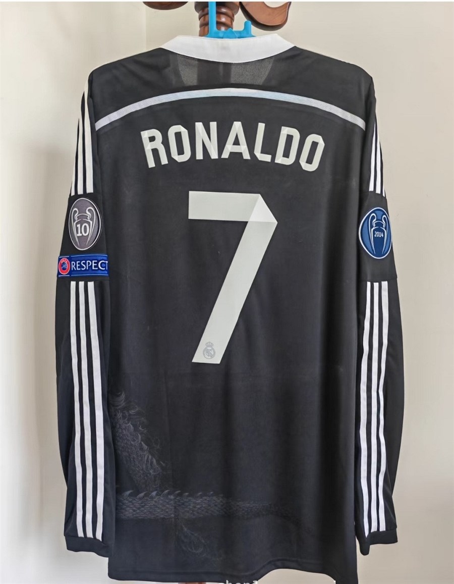 2014–2015 Real Madrid Black Dragon Long Sleeve Ronaldo Retro Football Jersey
