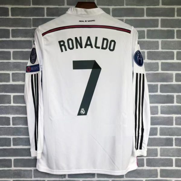 2014–2015 Real Madrid Home Long Sleeve No.7 Ronaldo Retro Football Jersey