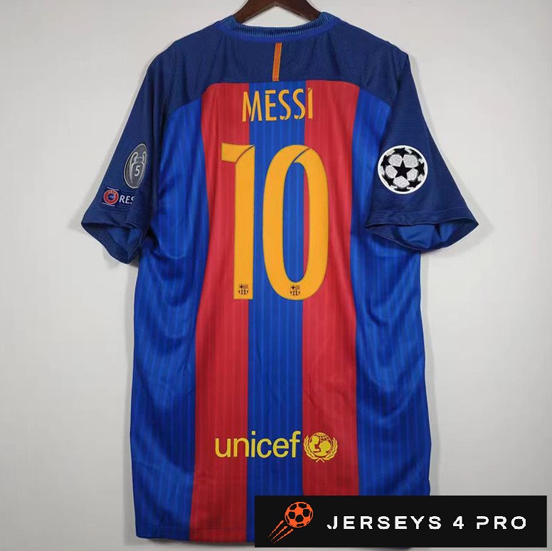 2016–2017 Barcelona Home No.10 Messi Retro Football Jersey