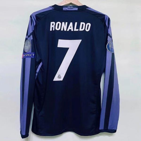 2016–2017 Real Madrid Away Long Sleeve Ronaldo Retro Football Jersey