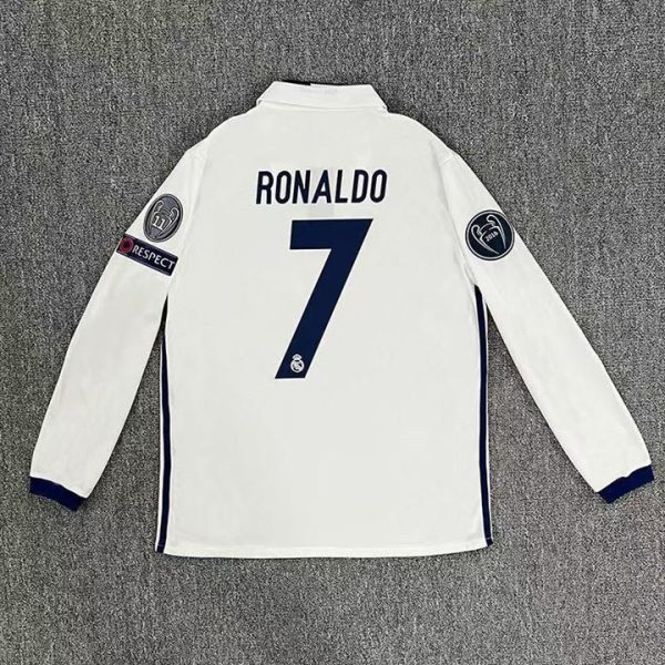2016–2017 Real Madrid Home Long Sleeve Ronaldo Retro Football Jersey