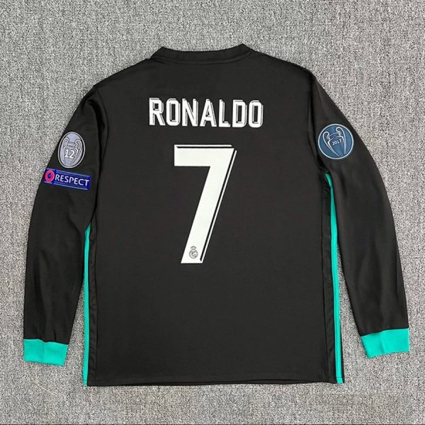 2017–2018 Real Madrid Away Long Sleeve Ronaldo Retro Football Jersey