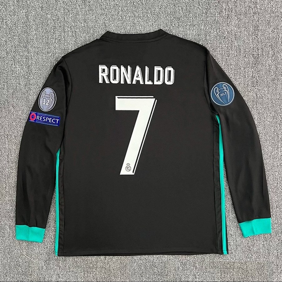 2017–2018 Real Madrid Away Long Sleeve Ronaldo Retro Football Jersey