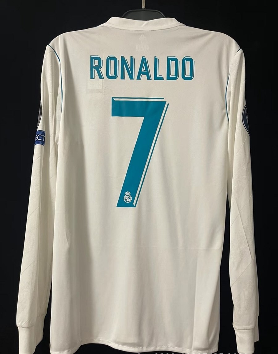 2017–2018 Real Madrid Home Long Sleeve Ronaldo Retro Football Jersey