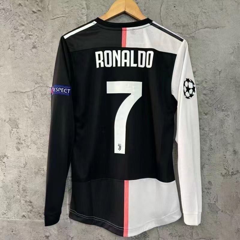 2019–2020 Juventus Home Long Sleeve Cristiano Ronaldo Retro Football Jersey