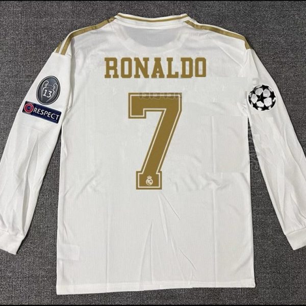 2019–2020 Real Madrid Home Long Sleeve Ronaldo Retro Football Jersey