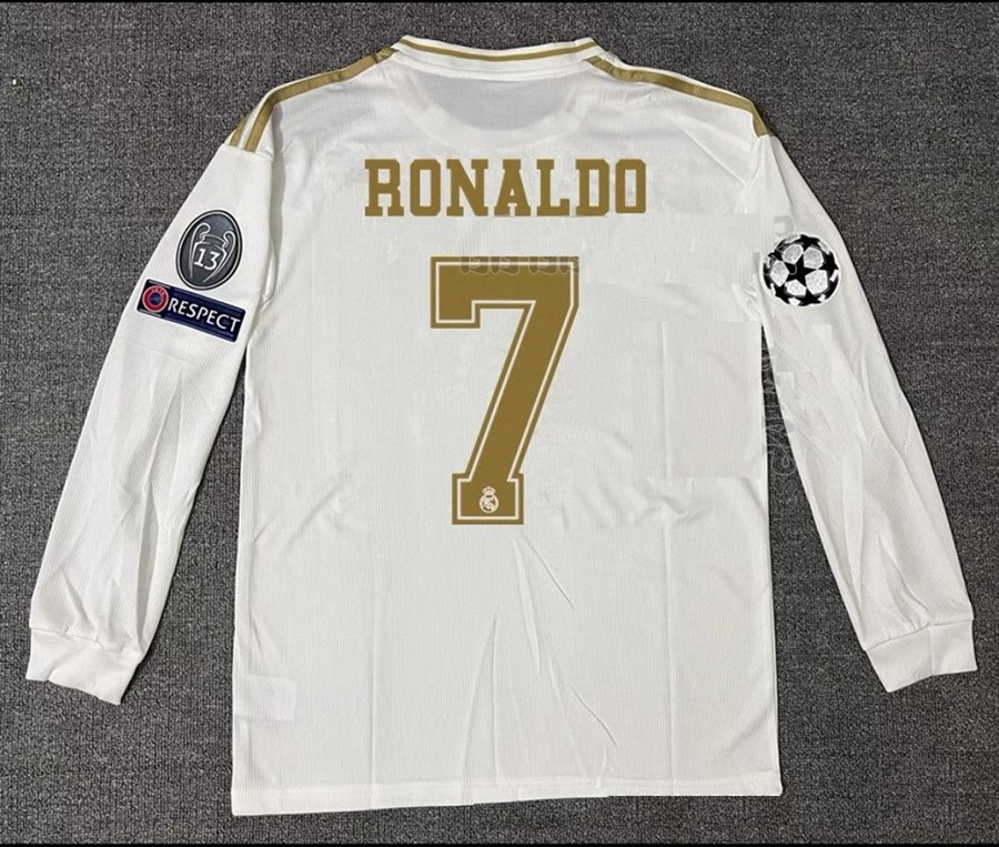 2019–2020 Real Madrid Home Long Sleeve Ronaldo Retro Football Jersey