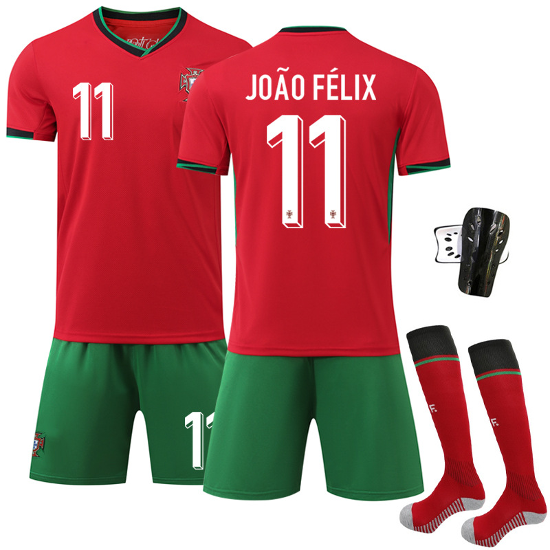 2024 Portugal Home Football Kit No. 11 With Socks And Guard
