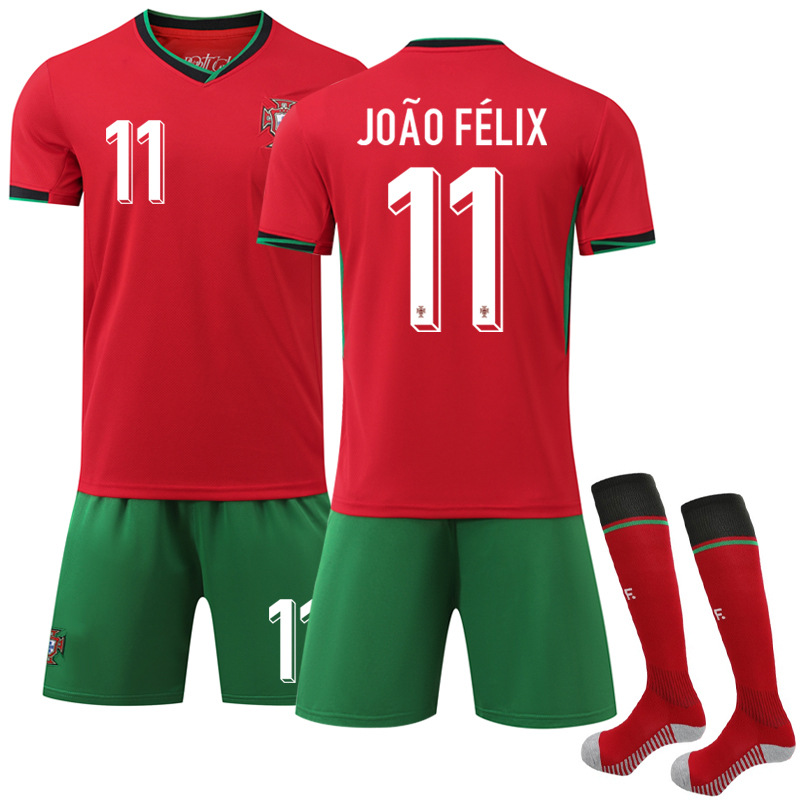 2024 Portugal Home Football Kit No. 11 With Socks