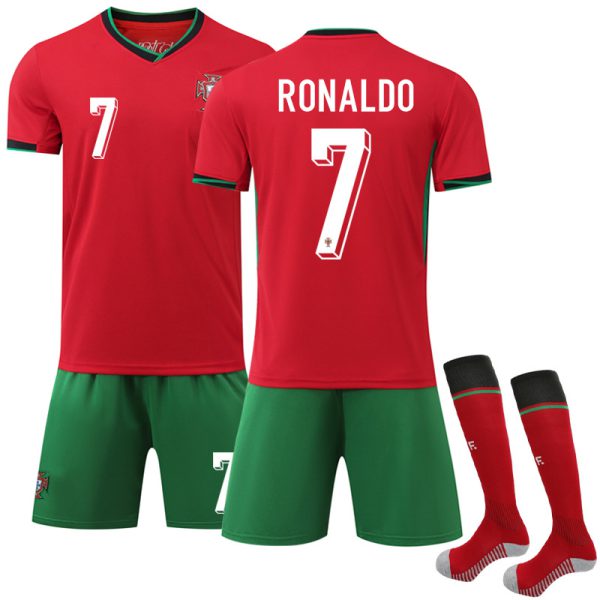2024 Portugal Home Football Kit No. 7 Ronaldo With Socks