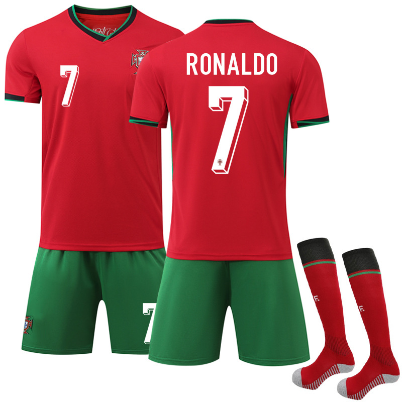 2024 Portugal Home Football Kit No. 7 Ronaldo With Socks