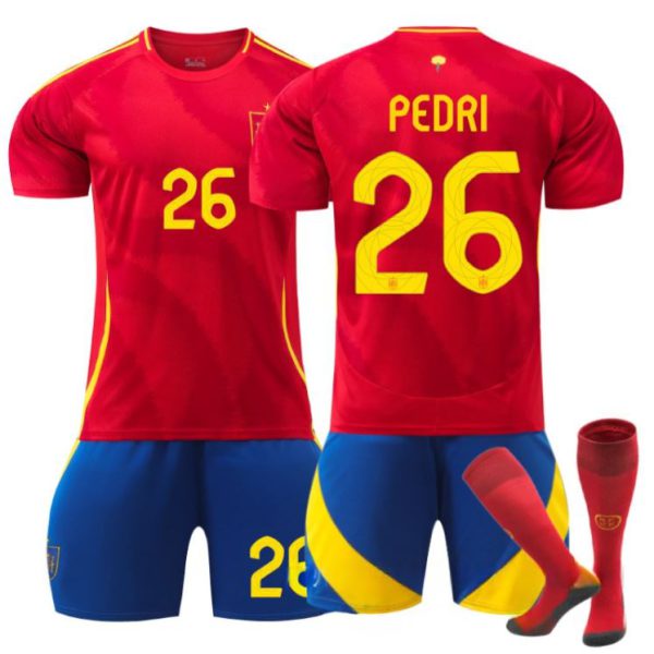 2024 Spain Home Football Kit No. 26 Pedri With Socks