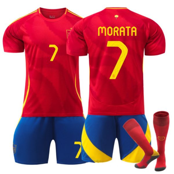 2024 Spain Home Football Kit No. 7 Morata With Socks