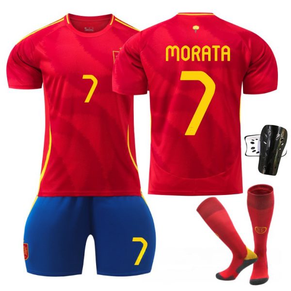 2024 Spain Home Football Kit No. 7 Morata With Socks And Guard
