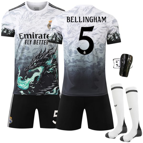 2024–2025 Real Madrid Blue Dragon Special Edition No.5 Bellingham Football Kit With Socks And Protective Gear