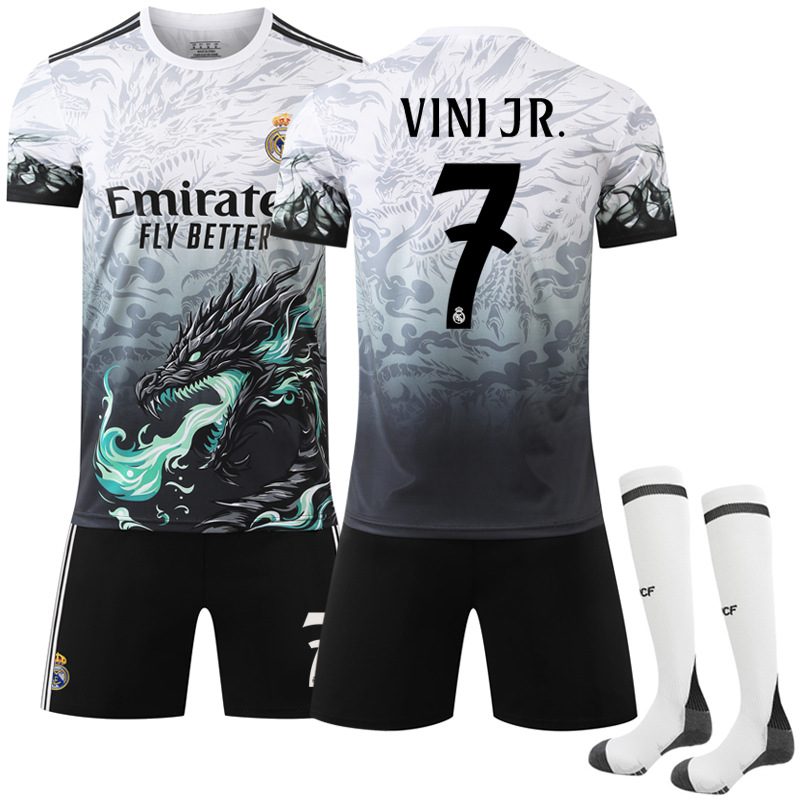 2024–2025 Real Madrid Blue Dragon Special Edition No.7 Vini Football Kit With Socks
