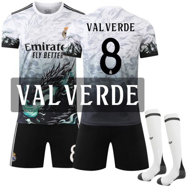 2024–2025 Real Madrid Blue Dragon Special Edition No.8 Valverde Football Kit With Socks