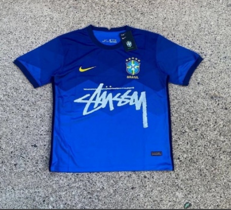 Brazil Football Jersey Stussy 2021 Blue Edition