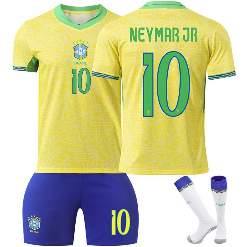 Brazil Home Football Kit No. 10 Neymar With Socks
