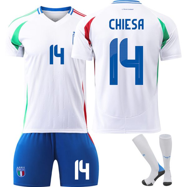 Italy Away Football Kit No. 14 Chiesa With Socks