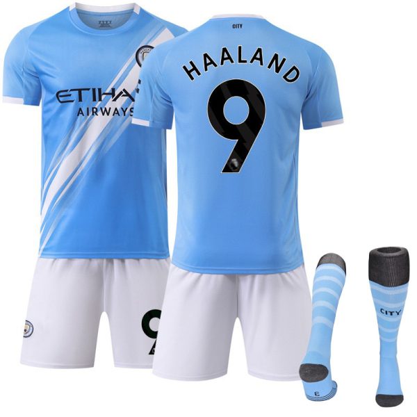Manchester City Home Football Kit No. 9 Haaland With Socks