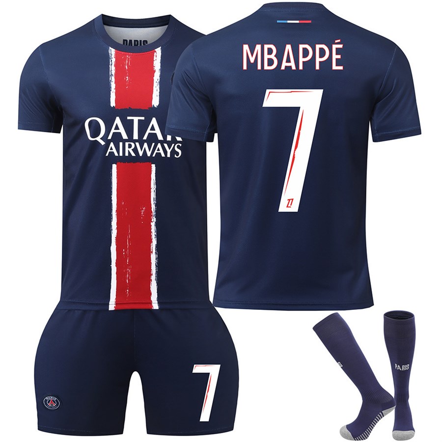 Paris Saint-Germain Home Football Kit No. 7 Mbappe With Socks