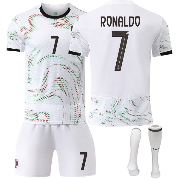 Portugal White Football Kit No. 7 Ronaldo With Socks