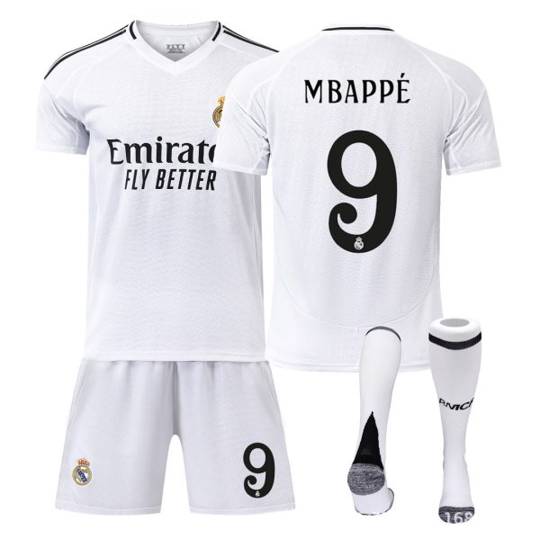 Real Madrid Home Football Kit No. 9 Mbappe With Socks